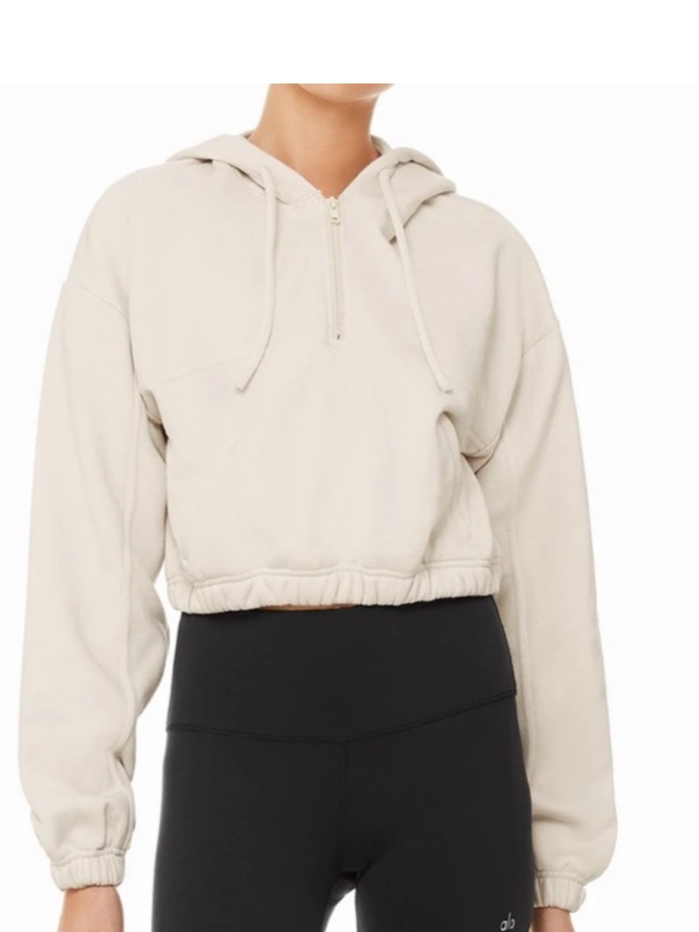 Alo Stadium Half Zip Hoodie - Bone Small